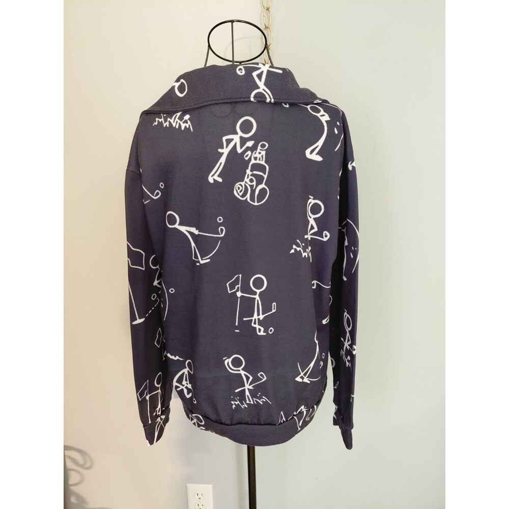 Acegolfs Womens Sz L Long Sleeve Lightweight Sweatshirt Golfers Dark Navy Blue - Picture 2 of 3